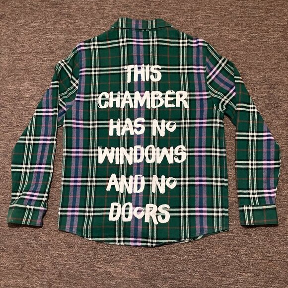 Disney World Haunted Mansion Flannel Shirt Size Small Cakeworthy Green Plaid - Picture 1 of 8